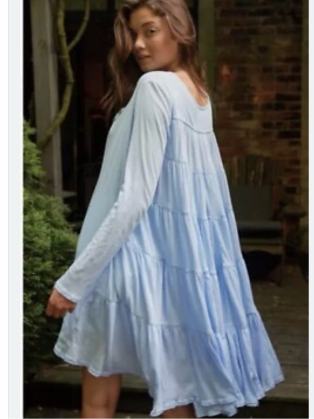 Free People FP Beach Emily long-sleeve minidress blue moon quartz color